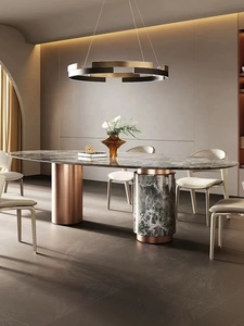 Italy High Quality <strong>Tulip</strong> <strong>Table</strong> Small Apartment Marble Dining <strong>Table</strong> Round and Black Steel <strong>Table</strong> - Product Image 3