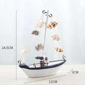 Style méditerranéen coquille fissure petit bateau décoration modèle de <span class=keywords><strong>voilier</strong></span> en bois petite décoration artisanat créatif pour enfants bateau - Product Image 6