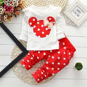 Toddler Girls Clothing Sets Minnie Shirt Cute Newborn Two Piece Outfits Infant Polka Dot Pants Baby Clothes