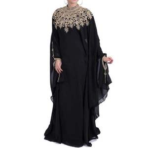 Tela de Georgette con escote redondo para mujer, Abaya islámico con cuentas, ropa de boda holgada, caftán cómodo, colección de moda - Product Image 1