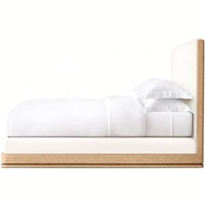 Meubles de chambre à coucher de luxe au design moderne personnalisable, lit double en bois de chêne massif - Product Image 5
