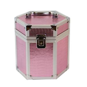 Trousse <span class=keywords><strong>de</strong></span> Maquillage Hexagonale Vintage Rose en Aluminium avec Miroir pour <span class=keywords><strong>Femme</strong></span> – <span class=keywords><strong>Sac</strong></span> Cosmétique Portable - Product Image 6