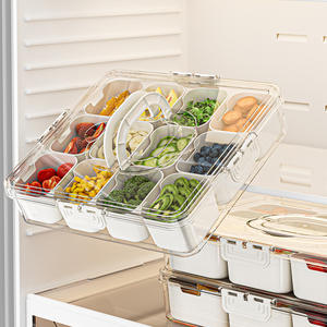 Plateau de service divisé sans BPA Récipient d'épices en plastique de luxe à 12 compartiments pour aliments fruits légumes avec poignée - Product Image 4