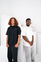 T-shirt de luxe uni personnalisé 2026, T-shirt épais à col montant, vierge, pour impression de logo, coupe oversize pour homme