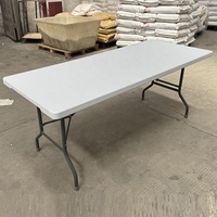 Tables rectangulaires blanches en plastique de 6 pieds, robustes, pour événements extérieurs et banquets, non pliables