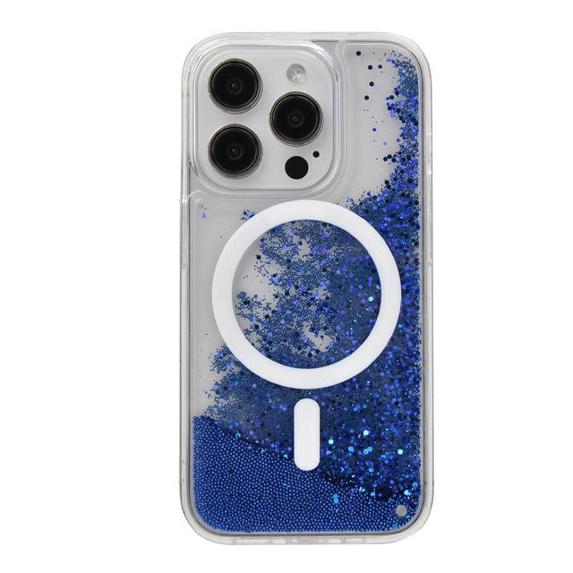 Newest Bling Glitter Quicksand Liquid PC+TPU Hybrid Transparent Folding Magnetic Anti Shock Phone Case for iPhone 15 14 Pro Max