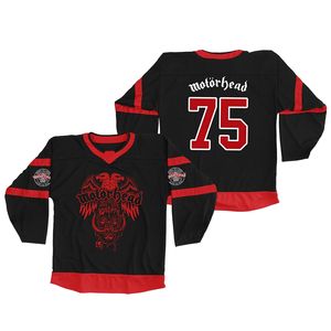 قميص هوكي عالي الجودة بتصميم مخصص مطبوع بالتسامي، طقم فريق بألوان أسود وأحمر مع شعار النسر - Product Image 2