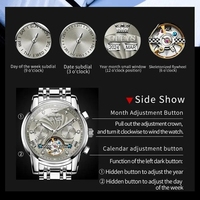 Montre unisexe de luxe en acier inoxydable, squelette automatique, verre Hangzhou, aiguilles lumineuses, étanche 3 ATM, mode et affaires