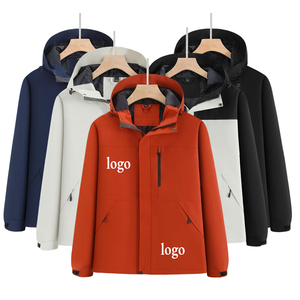 Blouson à capuche trois-en-un coupe-vent imperméable Fermeture éclair Motif imprimé Combinaison de montagne Manteau - Product Image 1