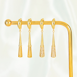 New Arrival Fashion Drop Earrings Brass 21k Gold Plated Italian Zirconia <b>Baseball</b> <b>Bat</b> Pendant for Women Gift - Product Image 6