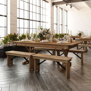 Ngoài trời thông gỗ mộc mạc trang trại bảng cho tiệc đám cưới trang trại bàn ăn - Product Image 4