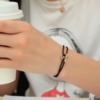 SongYi joyería de moda cuerda alambre vinculado 3 anillos cordón ajustable tejido mano de la suerte cuerda pulsera de satén de acero inoxidable