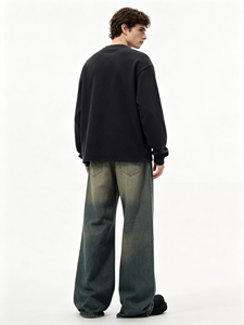 Celana Jeans Baggy Pria Vintage Abu-abu Biru Model Kaki Lebar Denim Oversize <span class=keywords><strong>Streetwear</strong></span> Siap Kirim Dari AS - Product Image 4