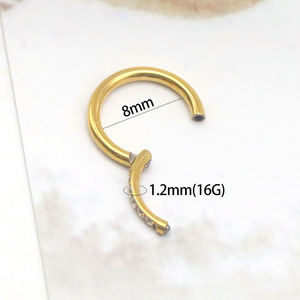 <b>Titanium</b> Steel Zircon Nose <b>Ring</b> Channel Setting Silver Gold Rose Gold Body Piercing Jewelry Gift - Product Image 2