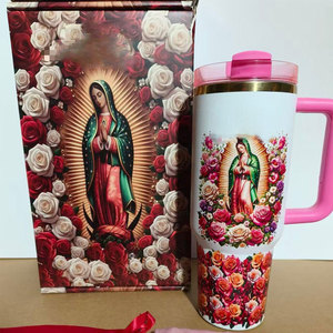 Our Lady of Guadalupe Religious <b>Insulated</b> Tumbler 304 Stainless Steel Travel Mug with Handle Straw Gift <b>Box</b> for Catholic - Product Image 2