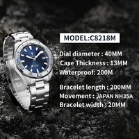 Montre mécanique pour homme personnalisée en acier inoxydable NH35, mouvement entièrement automatique, luminescente, étanche à 100 mètres, saphir