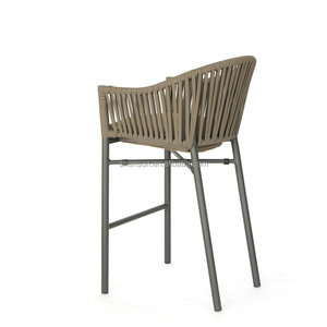 Conjunto de Muebles de Exterior Cómodos, Juego de Bar con Tejido de Cuerda, Silla Alta de Aluminio - Product Image 5