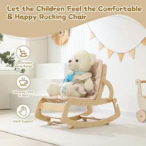 Transat bébé personnalisé en bois réglable, chaise à bascule ergonomique avec coussin amovible, ceinture de sécurité et rehausseur - Product Image 3