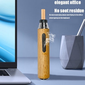 Cendrier de voiture portable mini, avec couvercle anti-éclaboussures de cendres, support en bois de luxe pour fumeurs, accessoires automobiles - Product Image 4