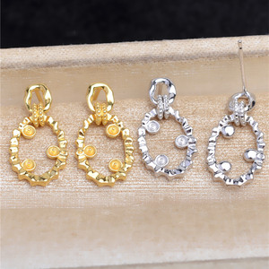 Boucles d'oreilles en argent sterling 925, fabrication artisanale, surface lisse, support vide à 3 perles, incrusté de perles, surface lisse, 5606, boucles d'oreilles tendance - Product Image 3