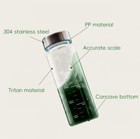 Bouteille shaker en plastique Tritan de 16 oz sans BPA avec bouchon en acier inoxydable, réutilisable, transparente, pour jus, protéines, sport