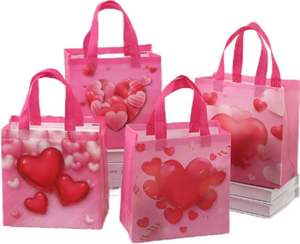 Chenrui tas kotak hadiah berbentuk hati Hari Valentine tas kain non-tenun pegangan tangan bunga segar - Product Image 1