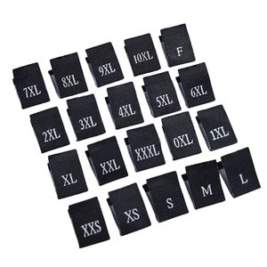 Großhandel Custom Kleidung Woven Size Labels Schwarz-Weiß Center fold <span class=keywords><strong>Shirt</strong></span> Kragen Größen S M L XL für T-Shirts - Product Image 5
