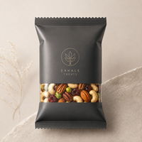 Sacs d'emballage minimalistes personnalisés avec logo, scellés au dos et dotés d'une fenêtre, pour petits emballages de noix de cajou, graines de melon et snacks