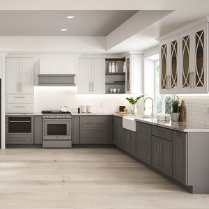 ชุดตู้กับข้าวไม้แข็งกันน้ำ RTA ชุดตู้ครัวสีเทาดีไซน์ทันสมัยจากเวียดนาม - Product Image 4