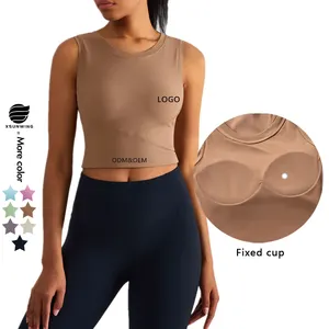 Xsunwing Beautiful Back Fitness High Strength tanks camis Shockproof Align Women Yoga Bra Crop Tops Running Sports VestWAD1506