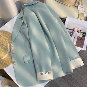 Costume de bureau élégant pour femme avec veste blazer à manches longues, col à revers et boutons, pour le printemps et l'automne, vêtements assortis - Product Image 4