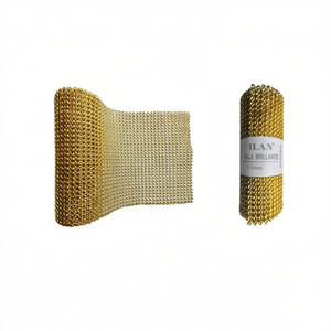 Pannello in Rete Lucida Ilan 3.3mm 11.8x70cm Oro, Tessuto per Decorazione Casa - Product Image 1