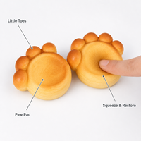 Jouet Squishy Patte d'Ours à Remontée Lente, Coussinet Anti-Stress Jaune Crème Imprimé Effet Cuit, à Presser et à Restaurer, Compagnon de Bureau