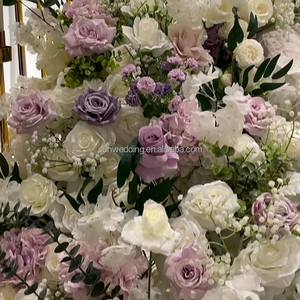 Sunwedding-<span class=keywords><strong>Chemin</strong></span> <span class=keywords><strong>de</strong></span> <span class=keywords><strong>table</strong></span> pour mariage, fleurs blanches et violettes, fleurs artificielles, pour décoration <span class=keywords><strong>de</strong></span> mariage - Product Image 4