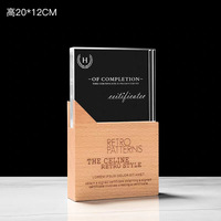 Trophée en verre cristal vierge de haute qualité en gros, personnalisable avec gravure laser UV/3D, plaque sur base en bois, personnage de film/télévision