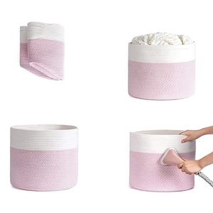 Panier de rangement pliable multi-compartiments en <span class=keywords><strong>corde</strong></span> de coton pour la maison, la cuisine, la salle de bain, la chambre d'enfant et la buanderie - Product Image 2