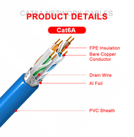 Cable Cat6a F/UTP blindado con Mylar de aluminio de 8 conductores, certificado CE/ISO/RoHS, con revestimiento LSZH ignífugo, ancho de banda de 550MHz y 10Gbps.