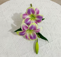Bunga Lily Sutra 3D Real-Touch 2-Kepala, Bunga Tiruan Populer untuk Pernikahan, Hari Valentine, Paskah, Dekorasi Rumah