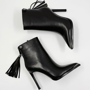 <span class=keywords><strong>Bottines</strong></span> noires à <span class=keywords><strong>bout</strong></span> <span class=keywords><strong>pointu</strong></span> pour <span class=keywords><strong>femme</strong></span>, sur mesure, avec fermeture éclair, talon compensé, en <span class=keywords><strong>cuir</strong></span> véritable, sexy et élégantes, pour le printemps - Product Image 3