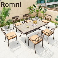 Ensemble de table basse et de chaises en aluminium coulé pour l'extérieur, pour cour, balcon et villa - Imperméable