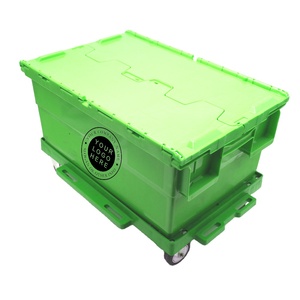 60l 20ft Container Big China Square Plastic Moving Industrial Nestable Locking Storage Crates Boxes Storage With Cover