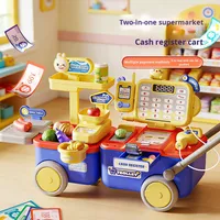 Chariot de supermarché pour enfants, jouet en plastique pour fruits et légumes, jeu d'imitation, caisse enregistreuse de simulation, chariot de courses