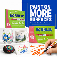 Marqueur acrylique à encre liquide directe FOXFEEL FX.9009 avec pointe pinceau souple, disponible en 12/24/36/48/63/72/84/120 couleurs, idéal pour le graffiti et le dessin DIY