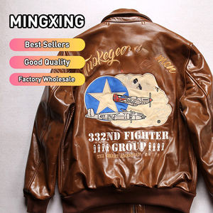 Veste aviateur en cuir de vachette ciré | Manteau court d'inspiration militaire | Renfort de point de verrouillage - Product Image 2