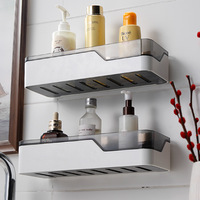 Étagère murale moderne minimaliste en plastique sans perçage pour rangement de salle de bain et de cuisine