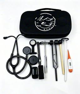 Stéthoscope cardiologique noir, kit d'outils de diagnostic avec étui de transport pour une utilisation à domicile et en clinique - Product Image 1