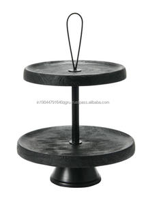ที่วางเค้กทรงกลมสองชั้นสีดำแบบชนบทสำหรับตกแต่งบ้านและงานแต่งงาน - Product Image 6