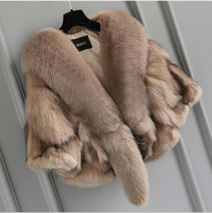 Real Natural Fox Fur <strong>Women</strong> <strong>Winter</strong> Formal <strong>Coat</strong> - Product Image 4