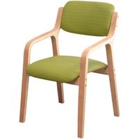 Chaises de salle à manger en bois massif de conception minimale avec dossier incurvé pour tissu de lin pour maisons âgées