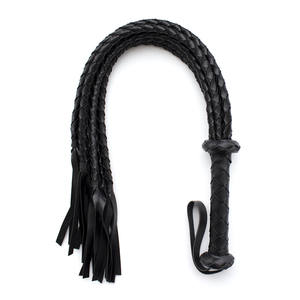 Handgemaakte Pu Leer 8-Strand Zwart Leer Meerdere Gevlochten Zweep Met Kwast Sm Flirten Speelgoed Slave <span class=keywords><strong>Floggers</strong></span> - Product Image 3